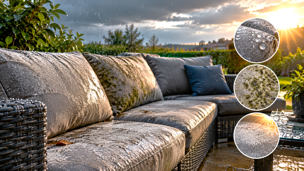 Rain Soaked Patio Cushions and Weather Damage